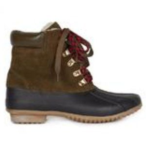 Joie Delyth Olive Suede Lace Up Rain Snow Boots, Size 6